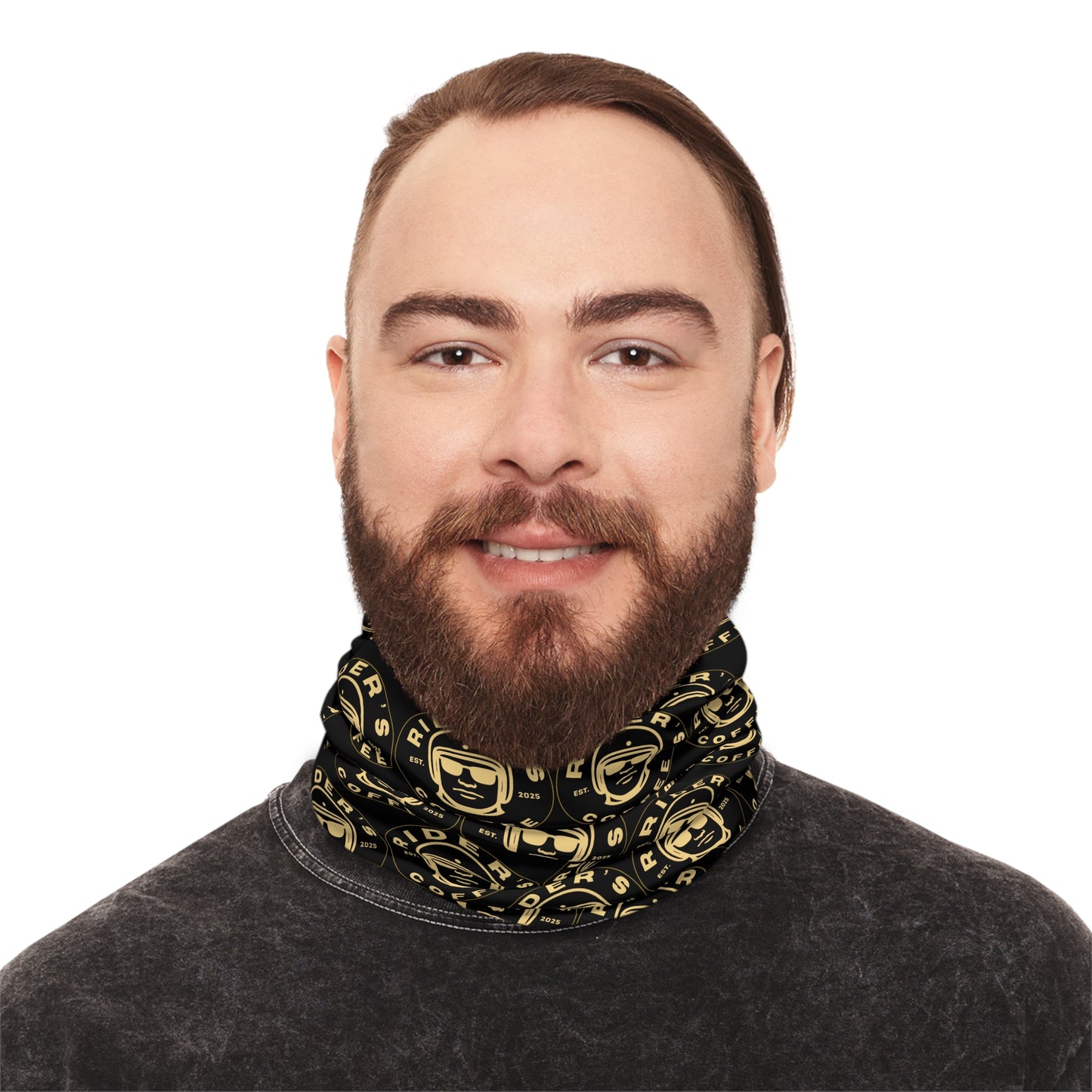 Rider’s Coffee Neck Gaiter - Black & Gold