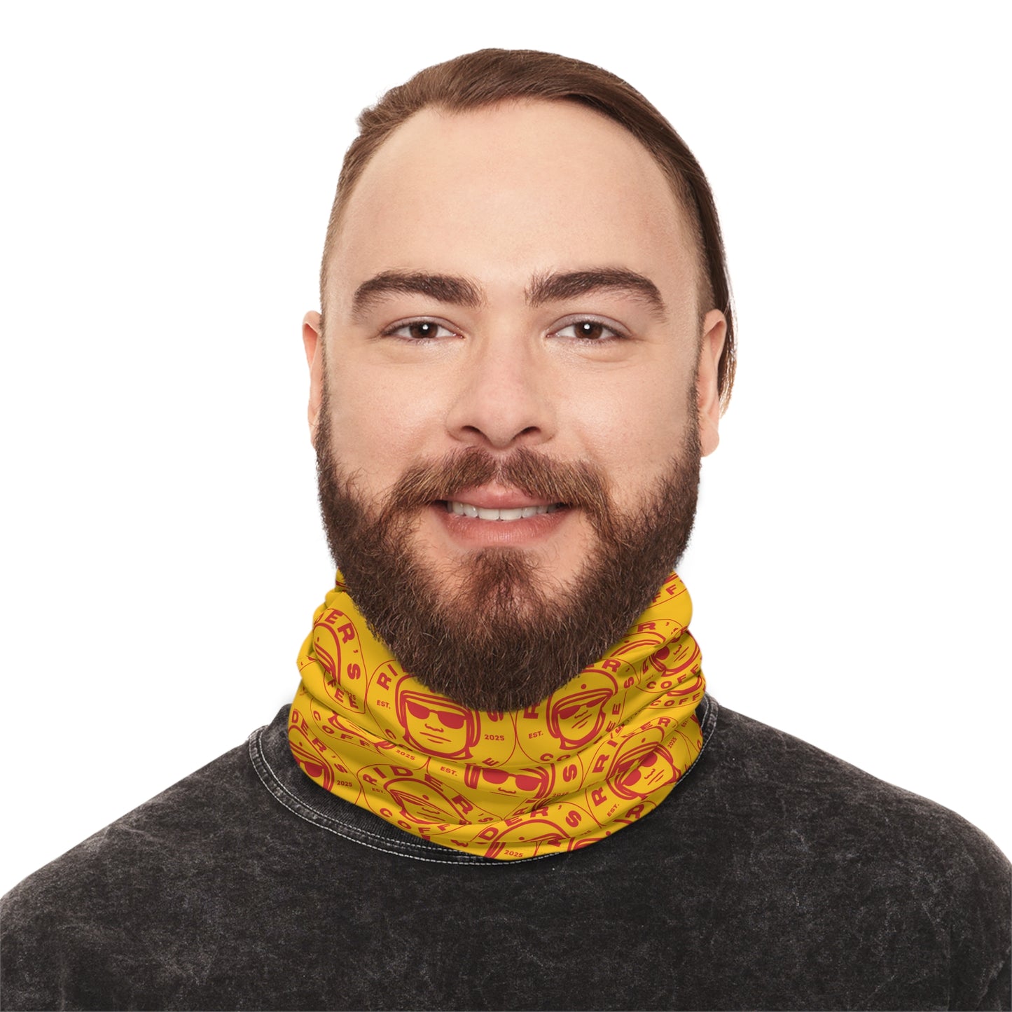 Rider's Coffee Neck Gaiter - Red & Yellow